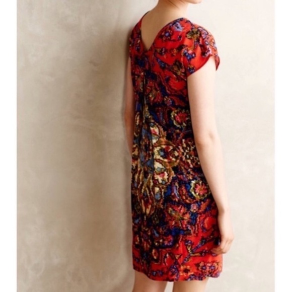Anthropologie Red Maeve Medallion shift dress - Picture 2 of 6